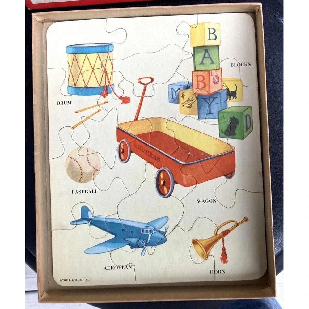 Vintage child's Things We See 3 Jig Puzzle Pictures Platt & Munk 1941 jigsaw